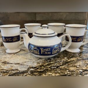 Vintage Tetley Tea Mugs, Creamer and Teapot